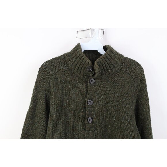 Vintage Eddie Bauer Mens Small Wool Blend Rainbow Fleck Knit Henley Sweater - Picture 2 of 11